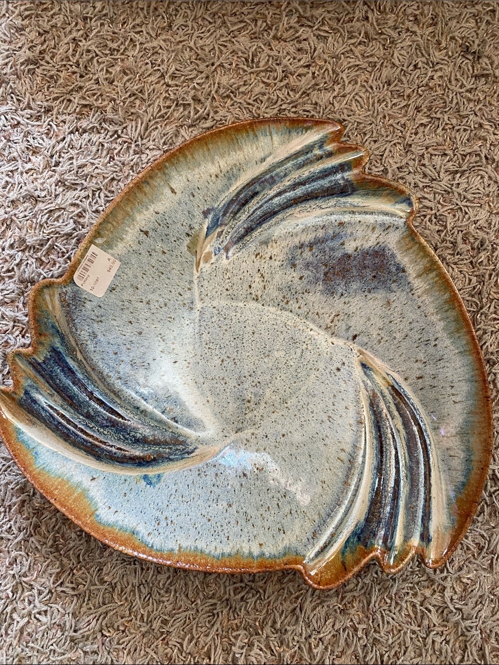 Handcrafted Ceramic Art Bowl in Speckled Blue-Green from AZ